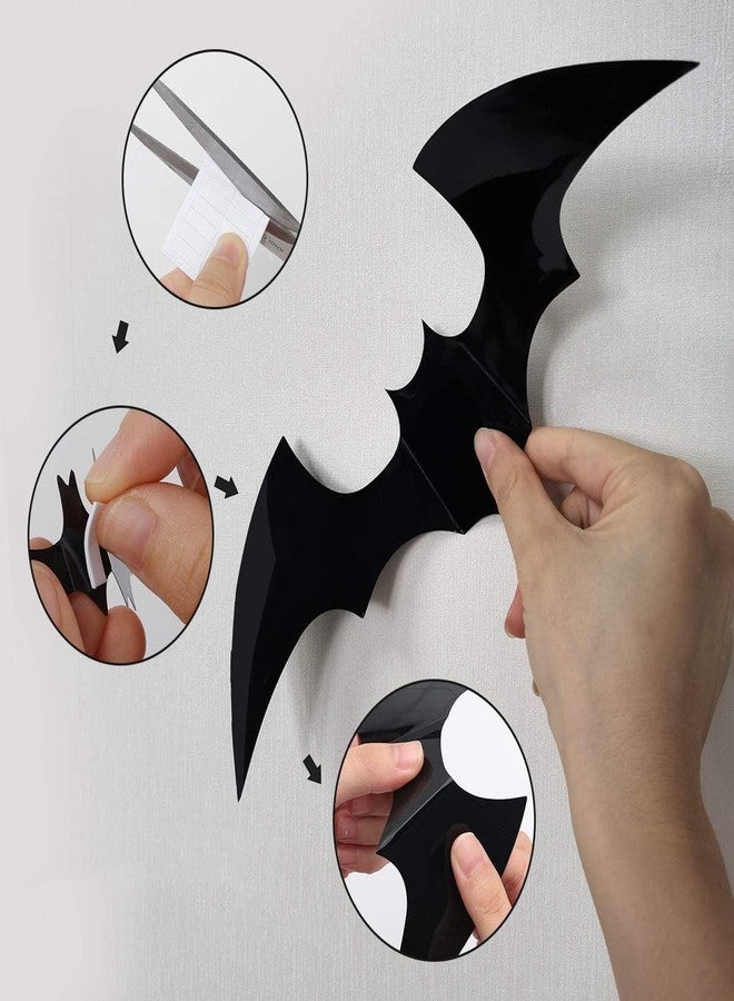 Cusfele 93PCS Halloween Bats Decoration, 7 Different Sizes 3D Bats Wall Decor Reusable PVC Black and Red Scary Bat Sticker for Halloween Party Supplies Creepy Home Bathroom Decor - Image 4